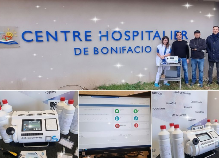 Désinfection dans le secteur hospitalier à Bonifacio en Corse , France, MicroDefender